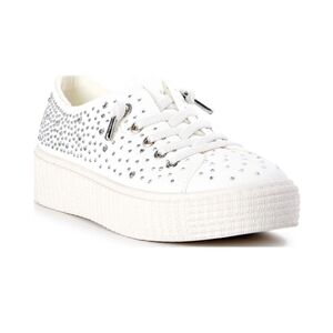 Steve Madden NYC White and Silver Studded Fashion Sneakers lace-up